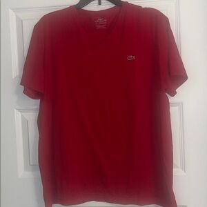 Lacoste Mens Short Sleeve Orange Crew Neck Regular Fit Tee Shirt Size 7/2XL US